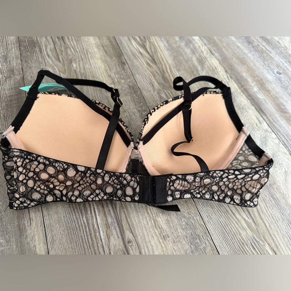 Fredrick’s of Hollywood Black/Tan Lace Padded Push- Up Bra- 34C - Picture 3 of 7